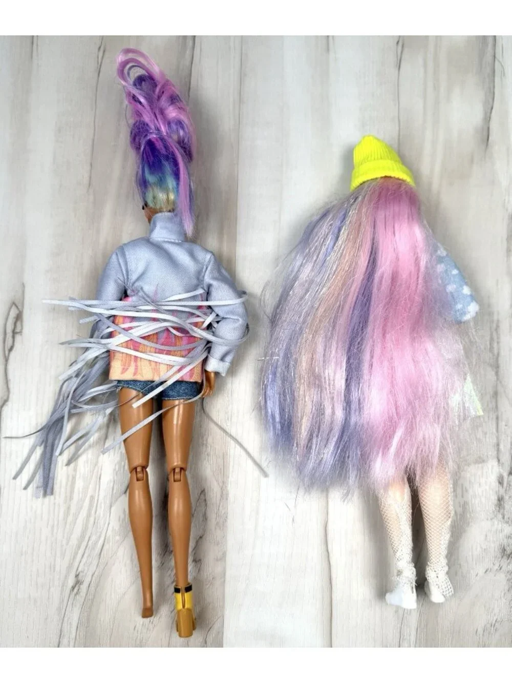 Lot 4 MATTEL Barbie Extra Fashion Dolls Rainbow Shimmery Shine Bright Fringe